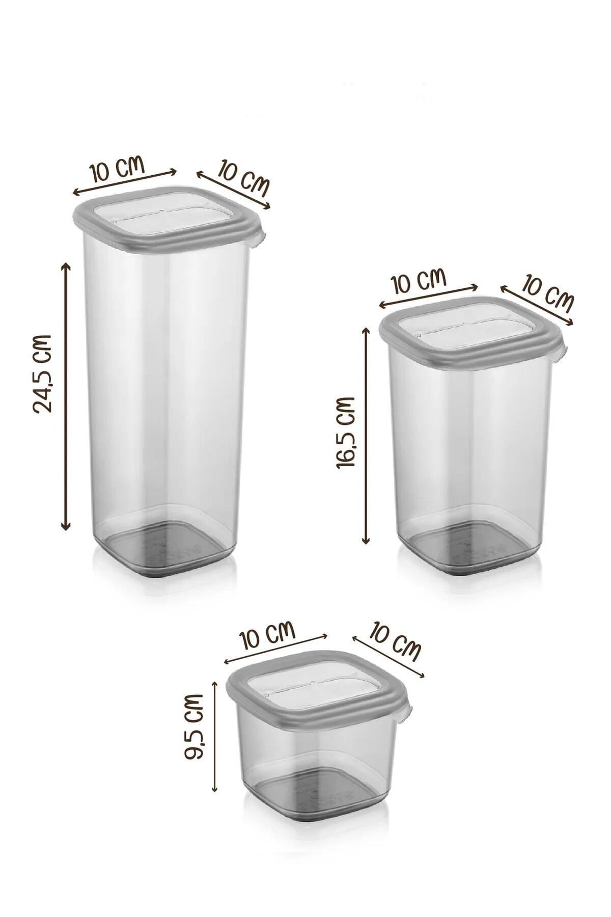 Kitchen Life-18-Piece Square Labeled Square Food Storage Container Set x6 (550ml-1200ml-1750ml) Jar with Hard Lid 3