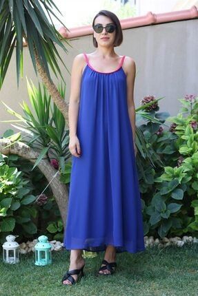Mavi Örgü Detay Salaş Elbise FZE10-1