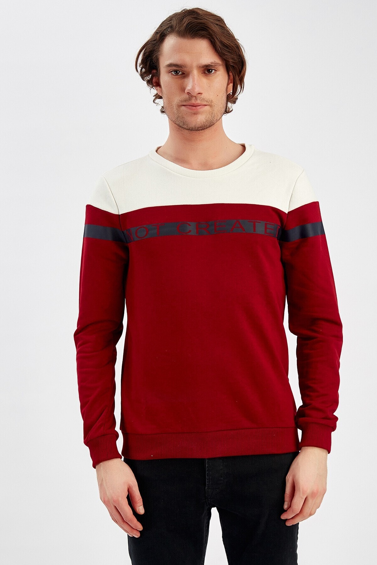 Ekru Bordo Erkek Sweat | Me19w224311