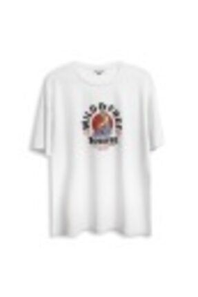 Unisex Beyaz Oversize Wıld Free Forever Baskılı T-shirt WH-2027