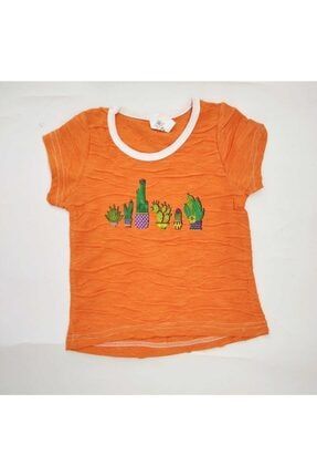 Jakarlı Kaktüs Desenli Kız Çocuk T-shirt TYC00197248138
