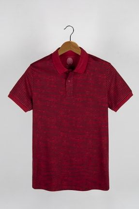 Erkek Bordo Slim Fit Kırçıllı Polo Yaka T-shirt VAVN21Y-3400751