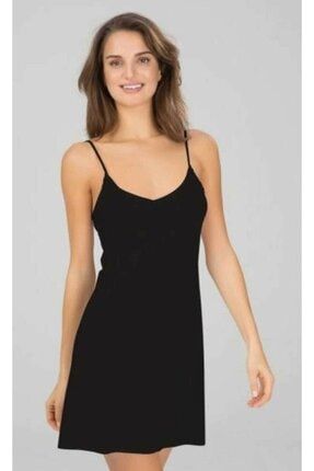 Kadın Siyah Elbise Jüpon Astar Kombinezon Nbb 3851 Dikişsiz Terletmez Elbise Astarı