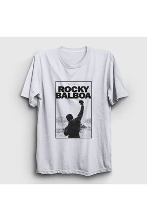 Unisex Beyaz Over Film Rocky T-shirt 250169tt