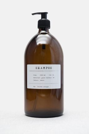 1000ml Kahverengi Amber Cam Sıvı Sabunluk Pp Beyaz Etiket Shampoo TrCh-541