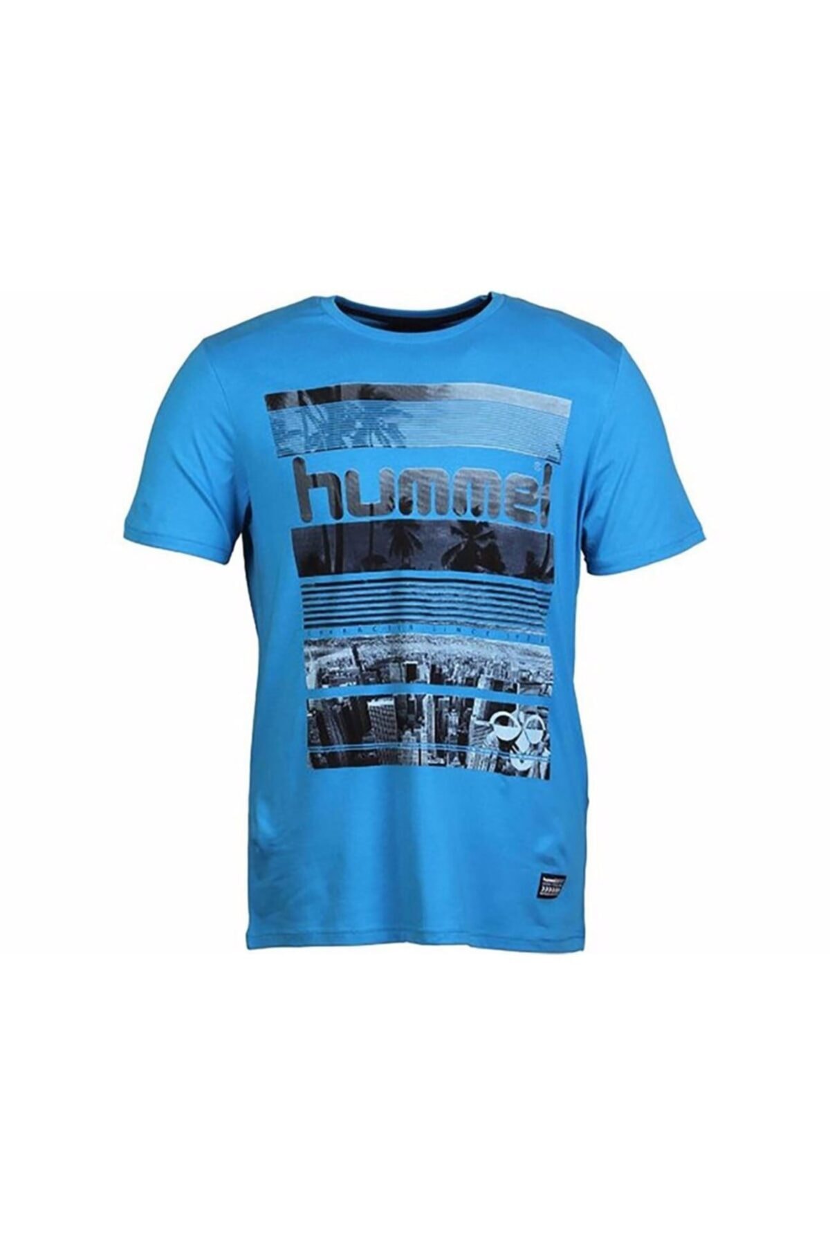 تی شرت مردانه قابل تنفس طرح دار آبی هومل Hummel (برند دانمارک)