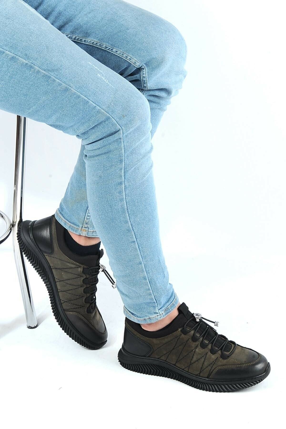 کتانی تمرین و دویدن پیر کاردین مردانه  خاکی  راسته      Casual / کژوال | Pierre Cardin 77541 Haki NubukV3 - تصویر 4