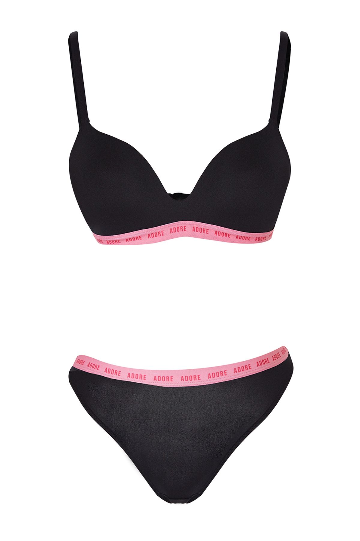 Trendyol Collection-Sada černého pleteného prádla Micro Slogan - Detailní pryž Thmaw25Cc00008 5
