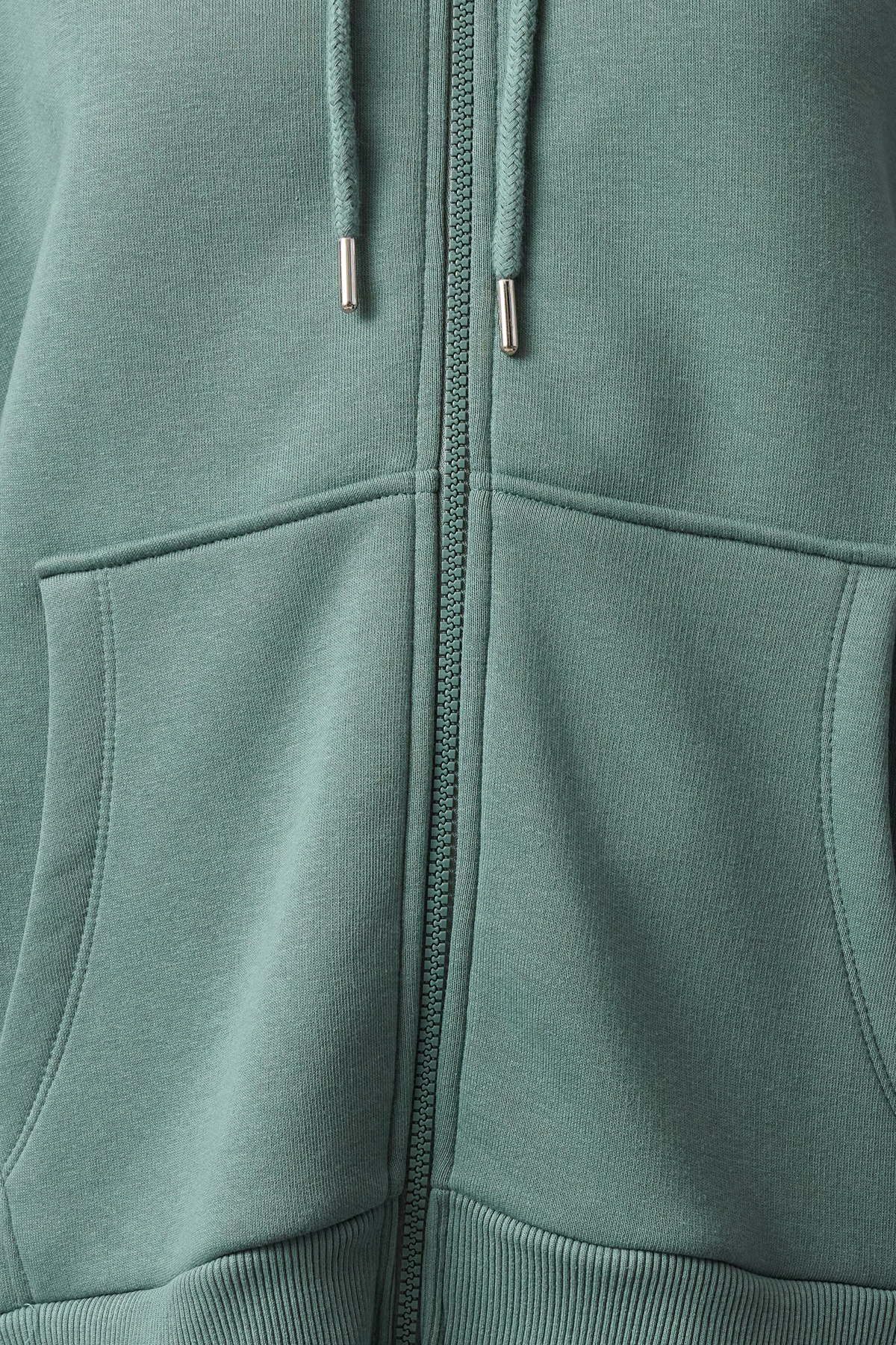 Trendyolmilla  Koyu Yeşil Oversize/Rahat Kesim Fermuarlı Kalın İçi Polarlı Örme Sweatshirt TWOAW24SW00188 - Görsel 3