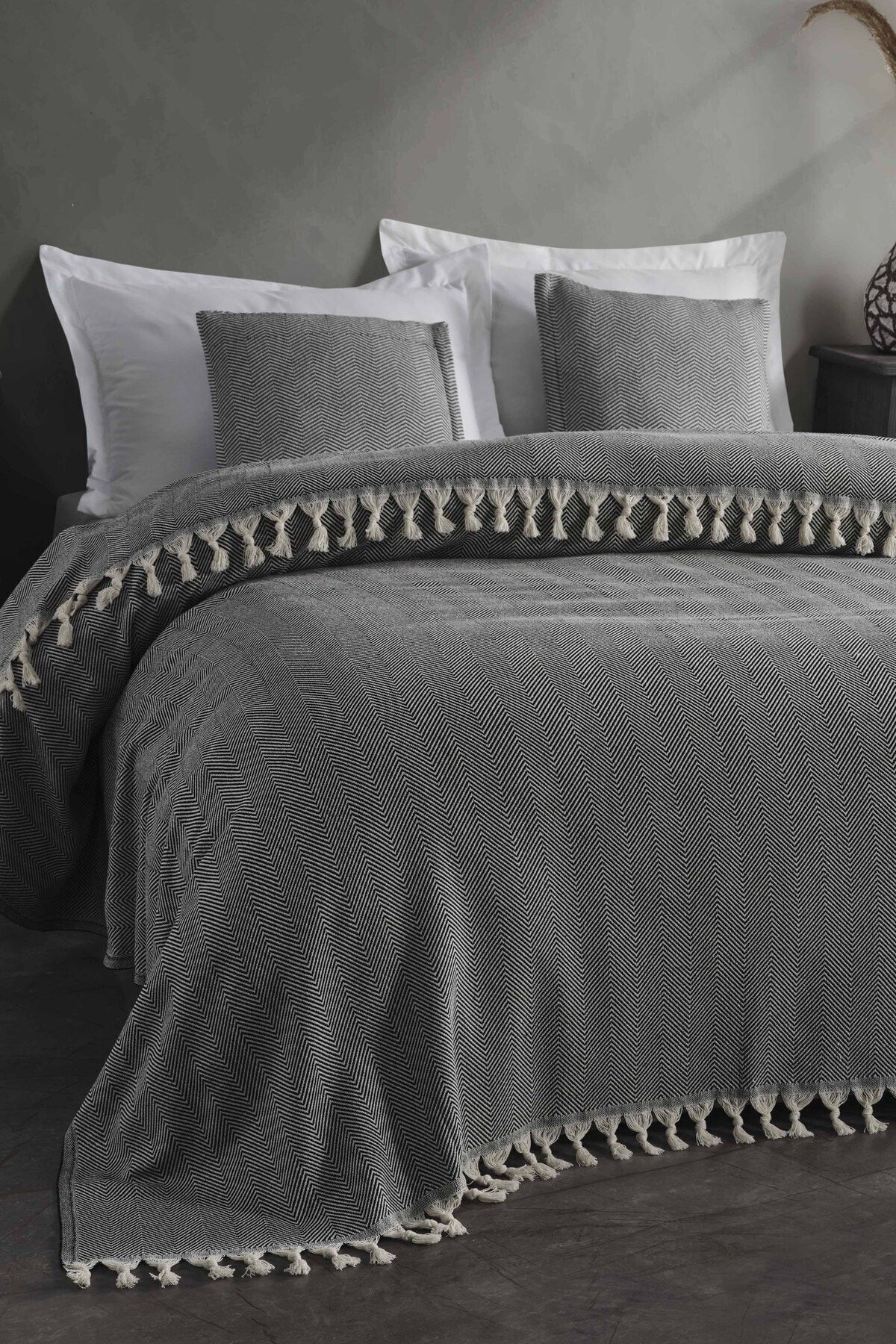 LADYNİL-Black Natural Double Bedspread - 210X240 2