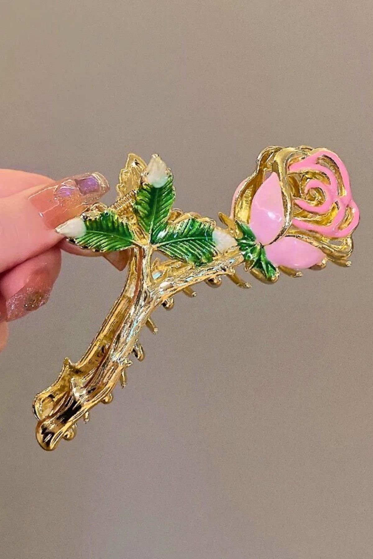 PEMBE GÜL METAL MANDAL TOKA