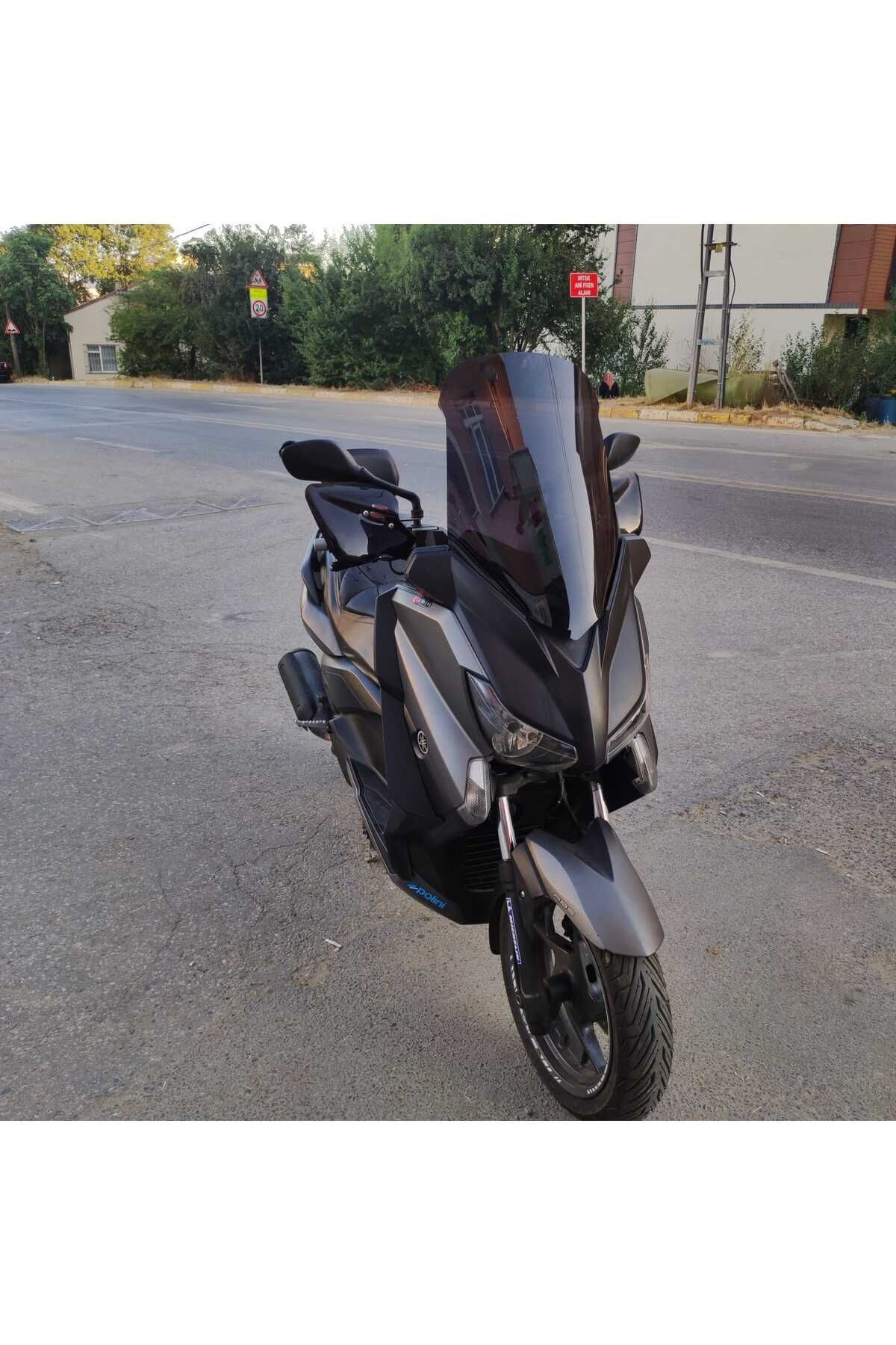 Yamaha Xmax 250 Siperlik Ön Cam 2014 2017 Model 58cm Siyah Renkli 4mm ORTA BOYLU CAM