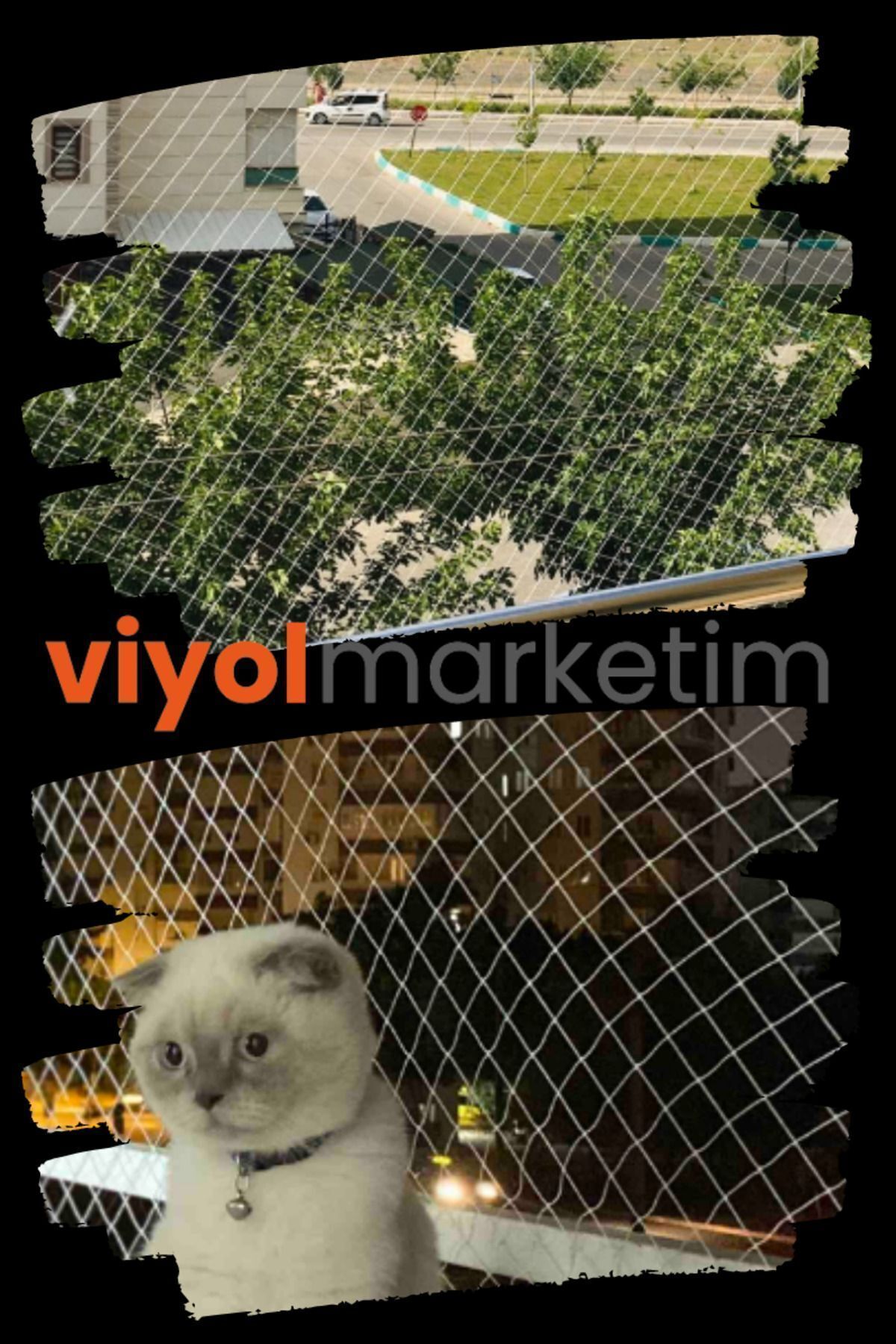 viyolmarketim-Thick Balcony Net 2.5x9 Meters Cat Net Cat Balcony Net with Safety Net Mounting Set 5