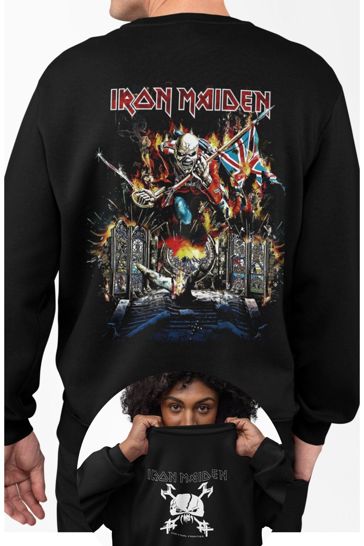 Fuddy Moda Unisex Iron Maiden S rt Bask l Kapu onsuz Sweatshirt Oversize Rock Metal Bask l Sweat Fiyat Yorumlar Trendyol