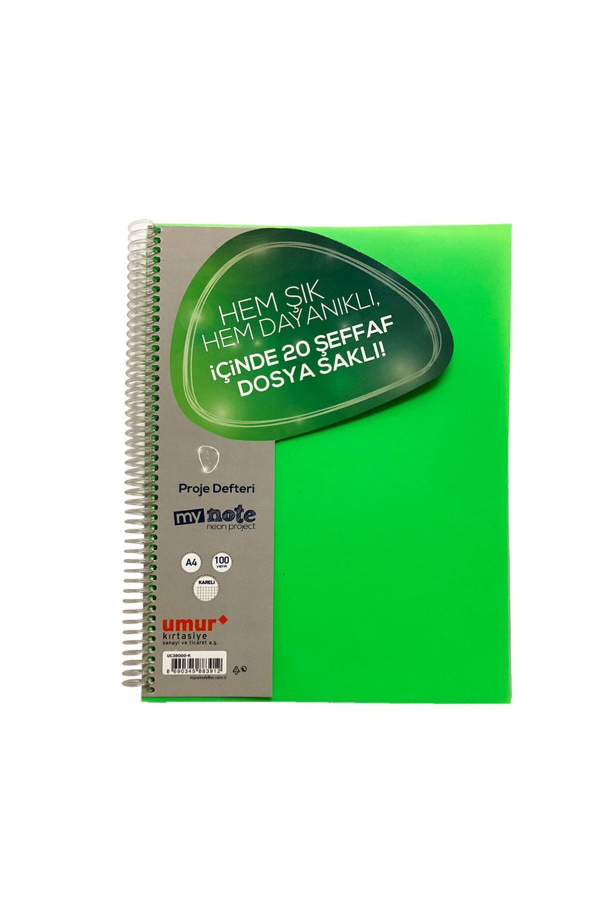 Mynote-Neon Project A4 100 Sheets Checkered Notebook Uc38000-k 3