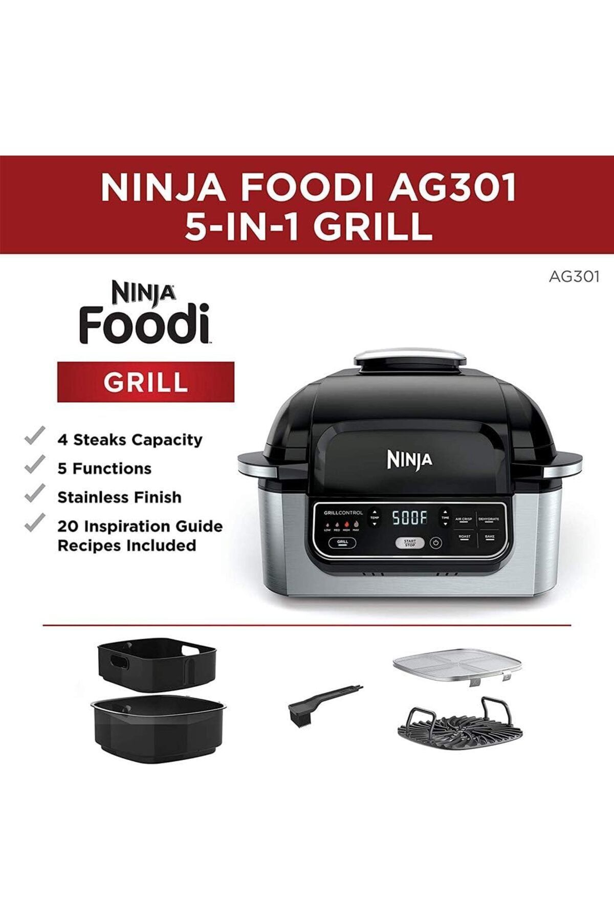 NINJA-Foodi Health Grill & Air Fryer AG301ME 3