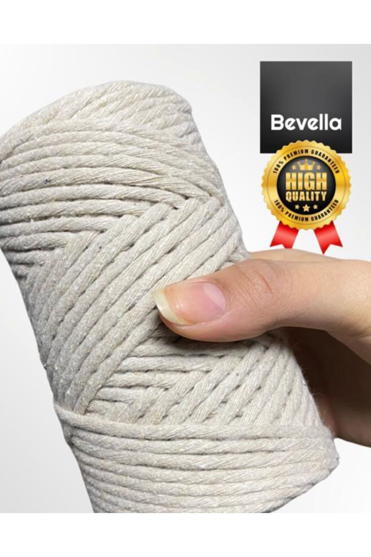 Bevella-Scannable Macrame Thread Single Twist 3 mm Scanned Macrame Polyester Cotton Thread 250 gr 5