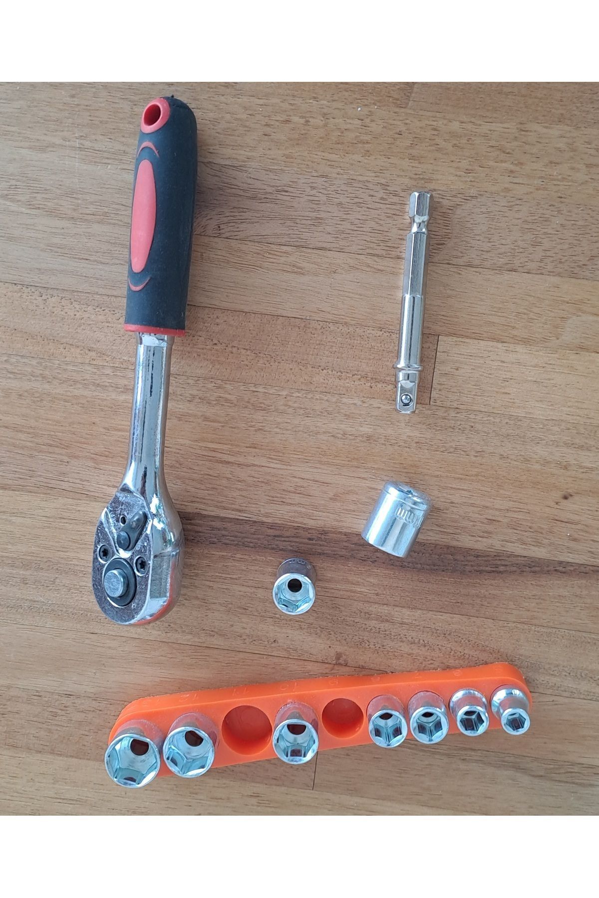 Depolife-9 PieCes ratChet Arm SoCket Set and 1/4 SoCket Drill Adapter - with WrenCh Sleeve 7
