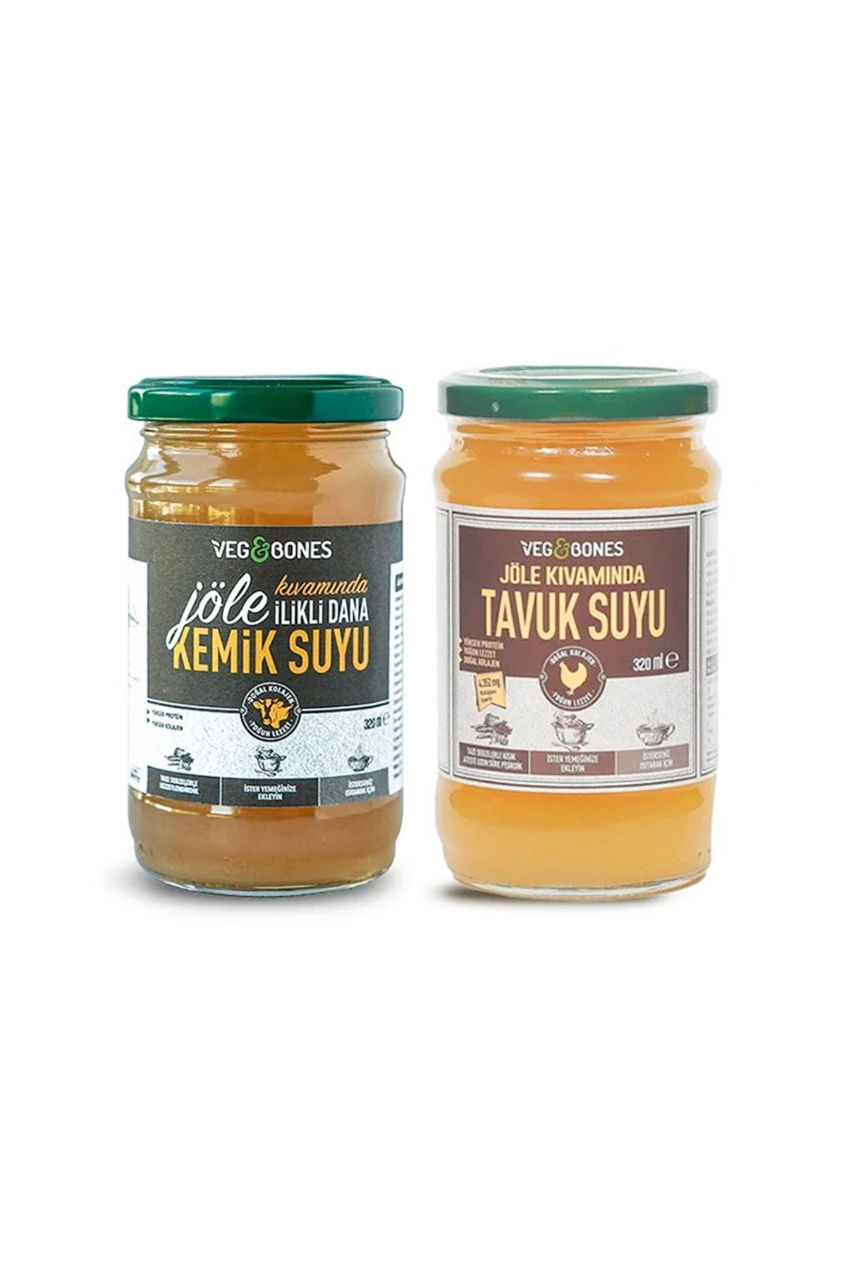 Veg&Bones 320 Ml Jöle Ilikli Dana Kemik-jöle Ilikli Tavuk Suyu 2 Li