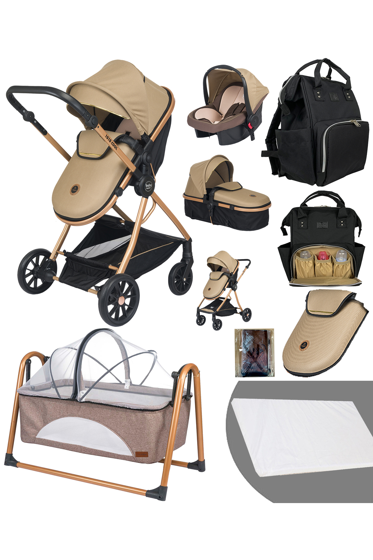 Yeni Ekonomi Paket 8 In 1 1010 Travel Sistem Bebek Arabası 340 Anne Yanı Bebek Sepeti Beşik