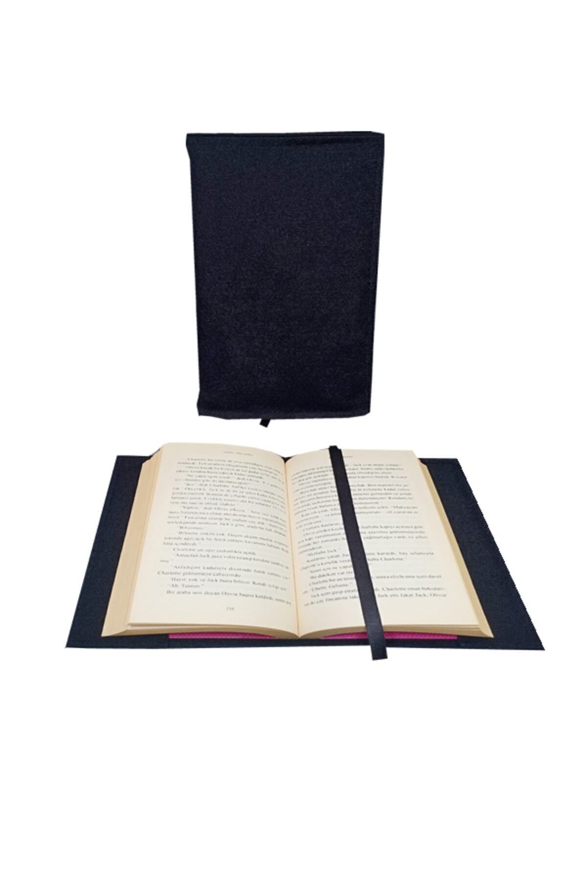 EL YAPIMI Kitap Kılıfı Simsiyah Desenli