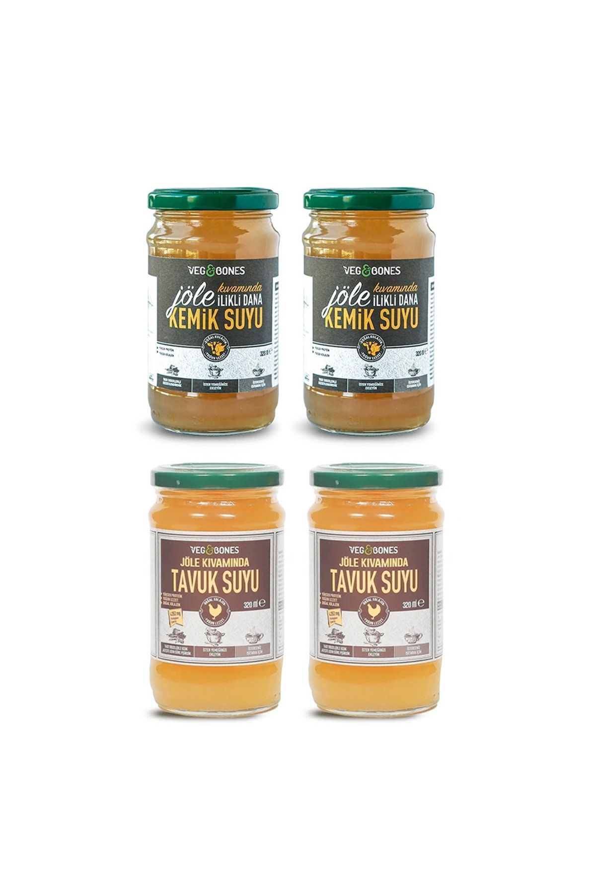 Veg&Bones 320 Ml Jöle Ilikli Dana Kemik-jöle Ilikli Tavuk Suyu 2+2