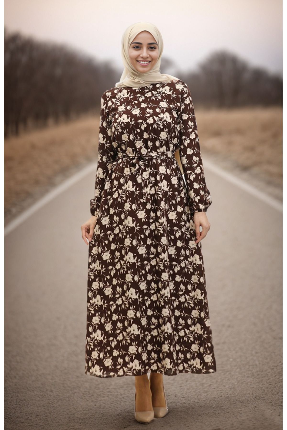 Flower Patterned Viscose Dress