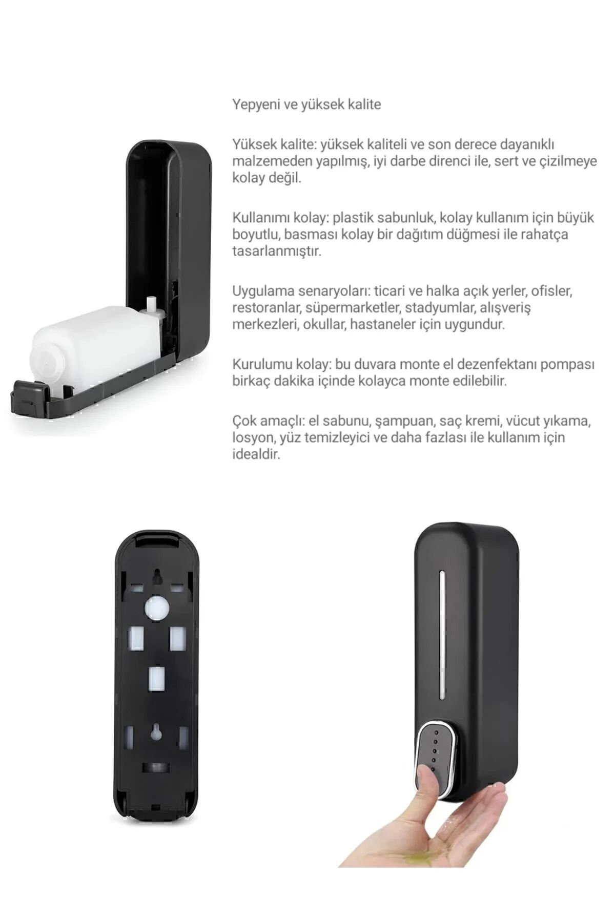 isgstore-1 buc. Capacitate de 350 ml Dozator manual de săpun lichid Model Push-Up Montat pe perete Dozator de săpun cu design elegant Manual 4