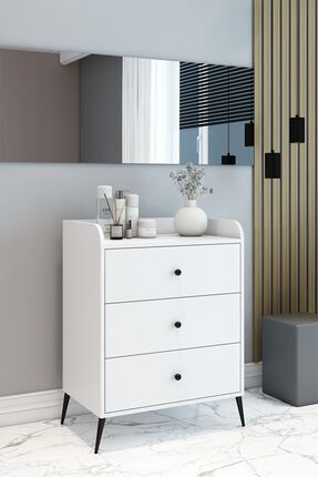 DEMİNA Modern Şifonyer Beyaz 93x70x45 - %100 Mdf