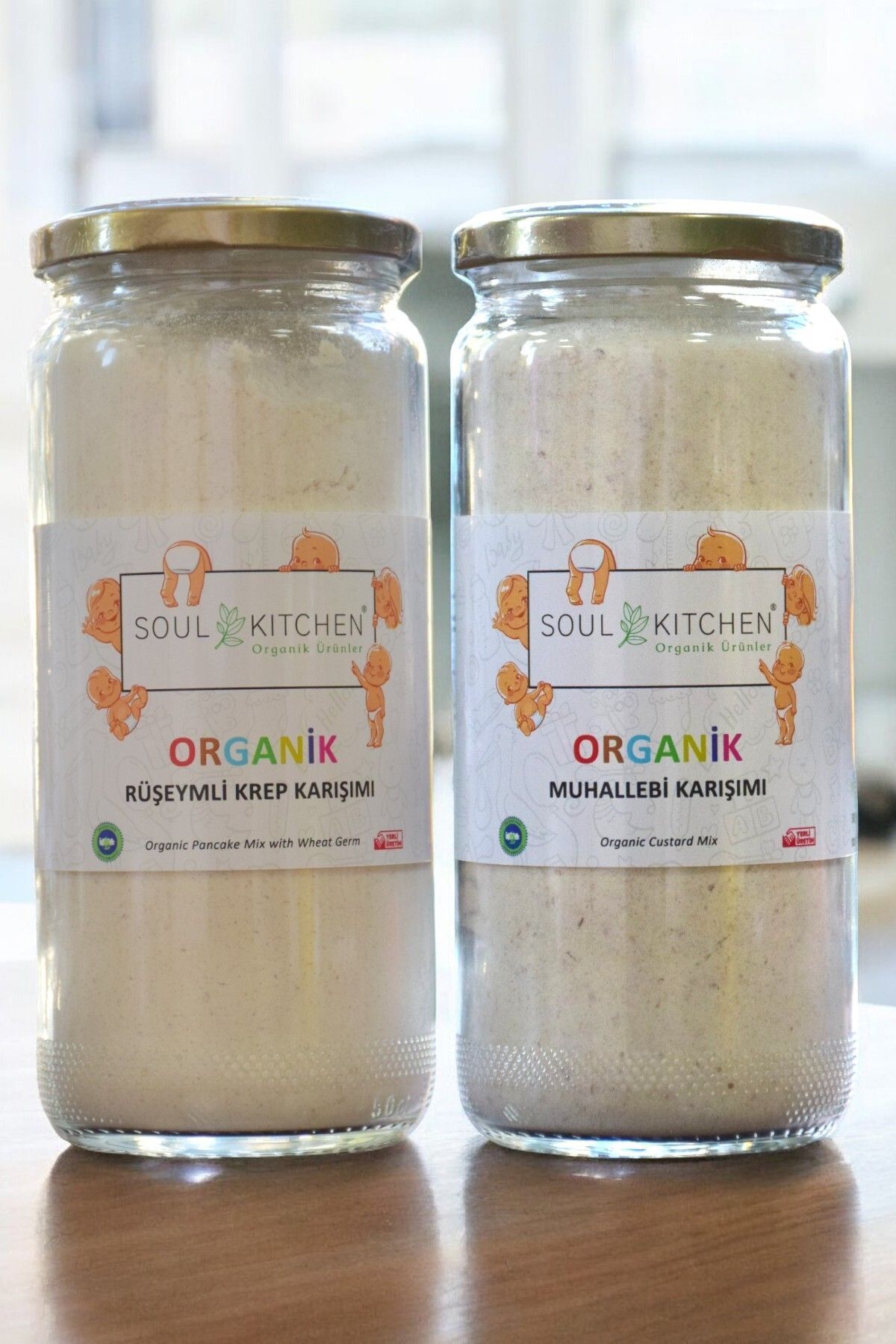 Organik Bebek Muhallebi Karışım 300gr ** Organik Bebek Rüşeymli Krep Karışım 300gr - (AVANTAJ SET)
