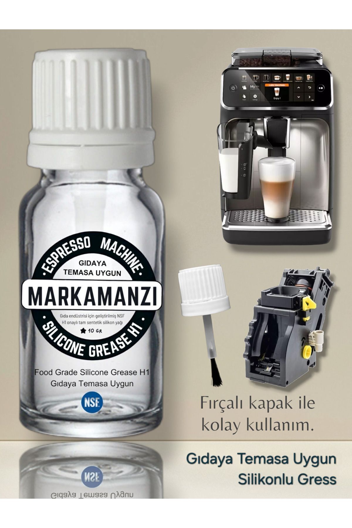 Markamanzi Espresso Kahve Makineleri İçin Gıdaya Temasa Uygun Silikon Bazlı NSF Onaylı 10gr Gres Philips Uyumlu
