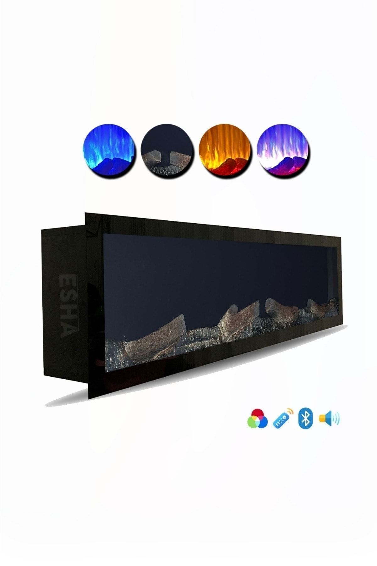 Elektrikli Dekoratif Yapay Şömine Bluetooht Sabit Çıtırtı 120x 25 X18 Cm 5
