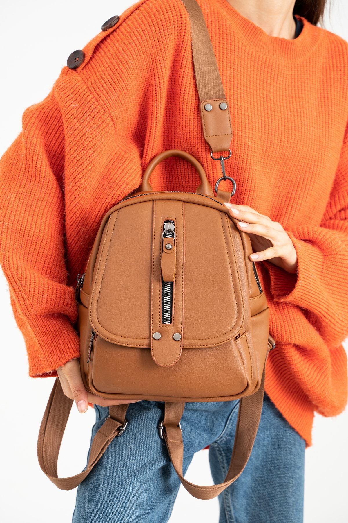 FiONA BAG Kadın Taba Sırt Ve Omuz Çantası Taşıması Kolay Ve Çok Kullanışlı fotoğrafı 2 (önizleme)