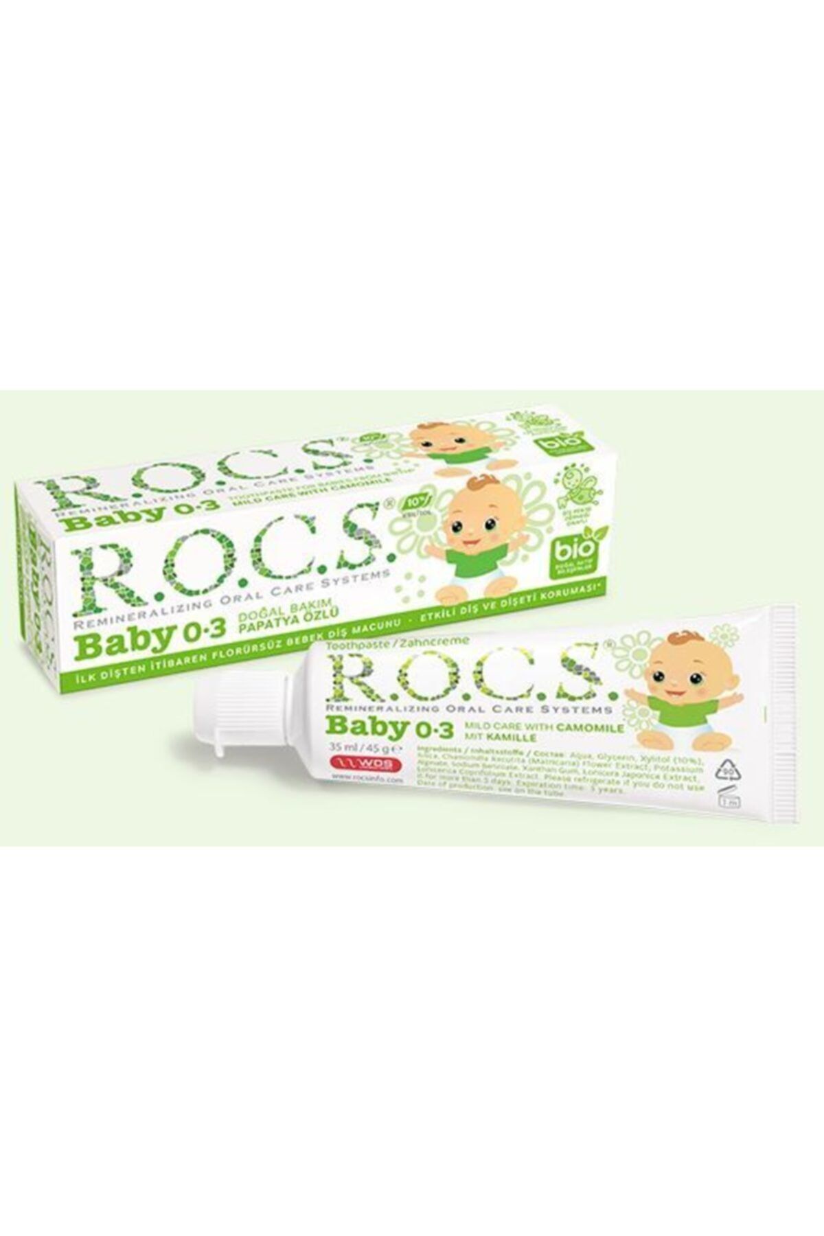 R.O.C.S.-0-3 Years Baby Toothpaste - Chamomile Extract, 35ml + Rocs Toothbrush and Storage Container 2