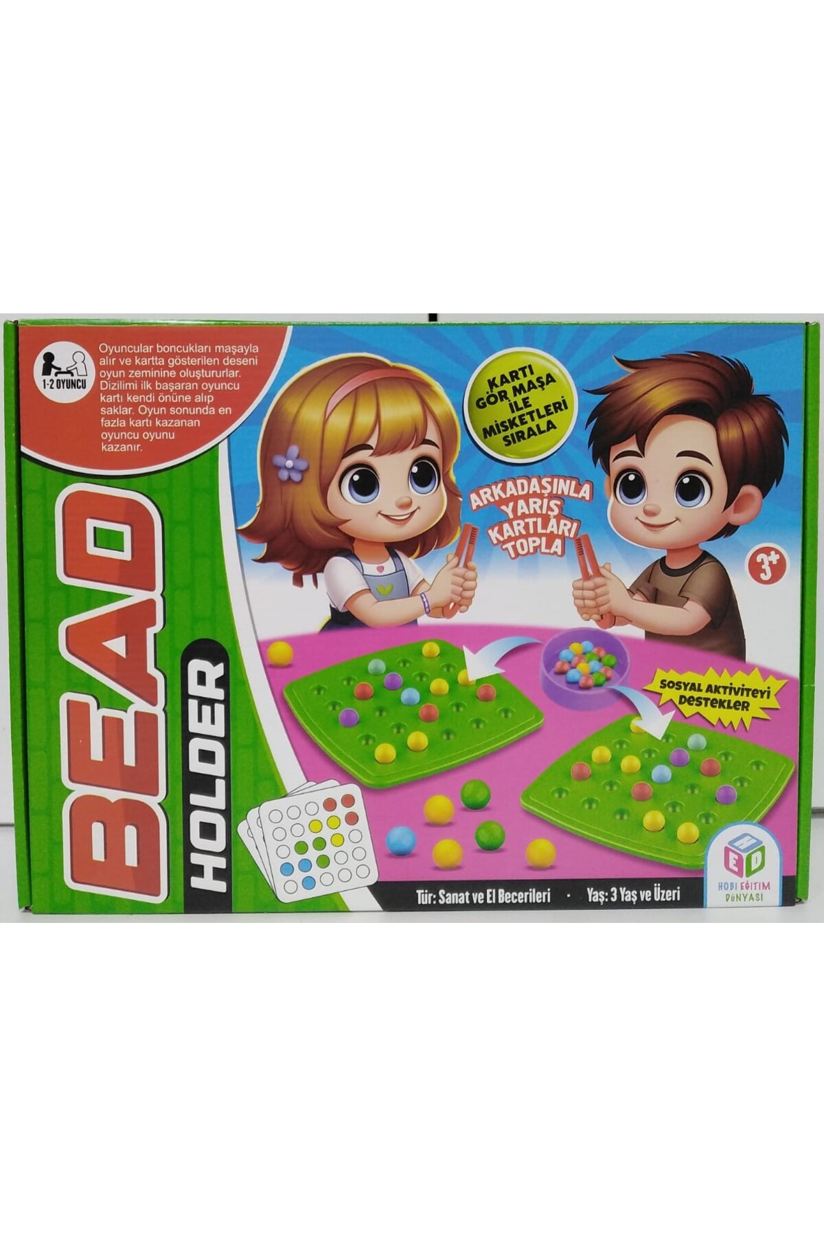 Bead Holder Renkli Ayrıştırma Oyunu - Maşalı Set