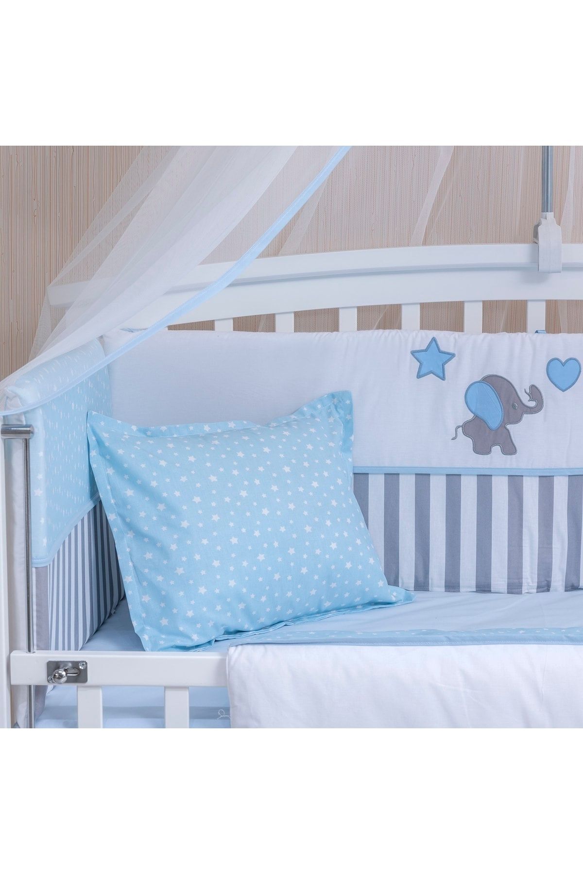 Mini Baby Bebek Uyku Seti Aqua Mavi Cibinlikli 75x130 Ölçü fotoğrafı 3 (önizleme)