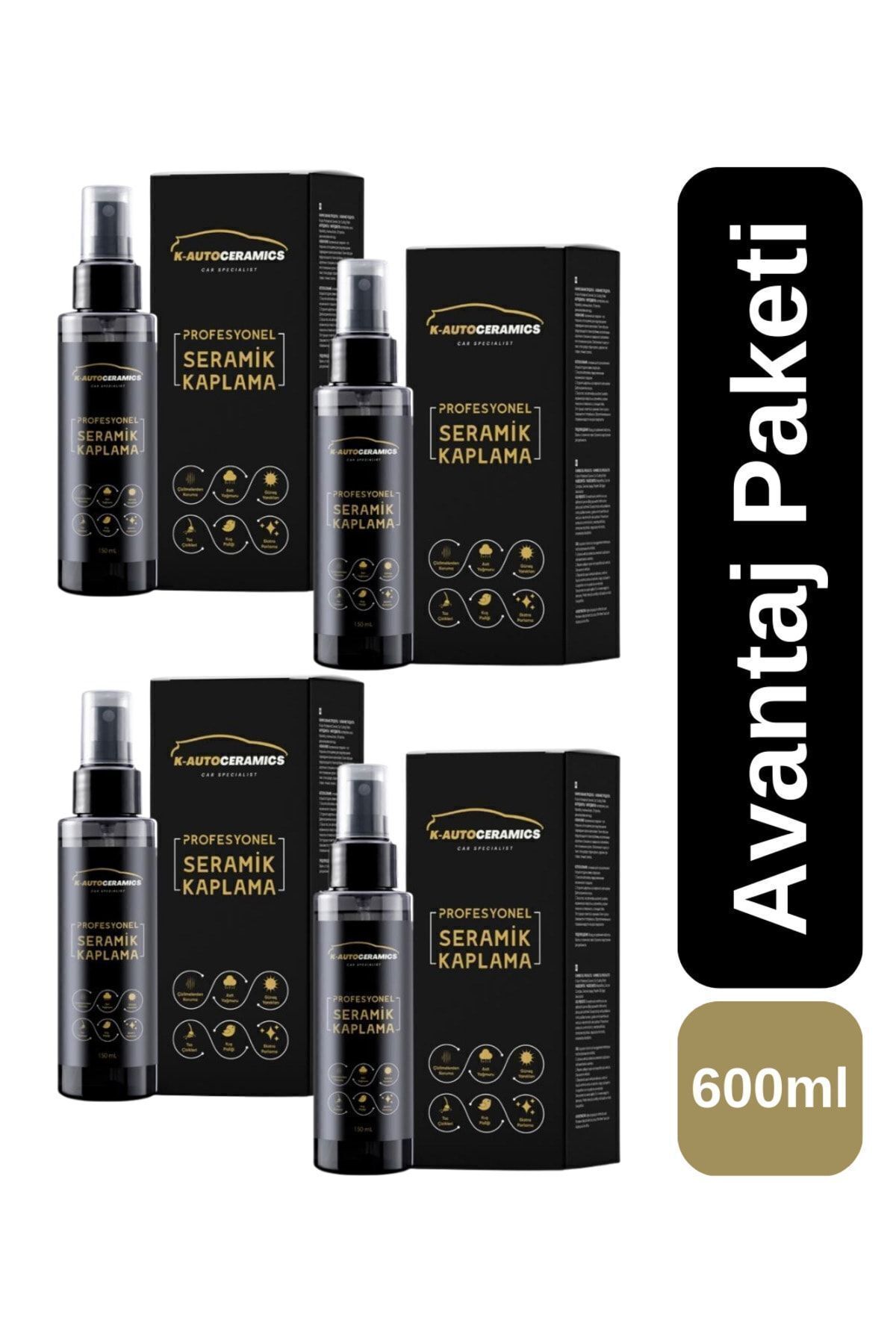 Araba Oto Çizik Giderici, Bakım, Su Ve Kir Itici, Parlatıcı, Seramik Kaplama, 1x4 Adet Toplam 600 ml