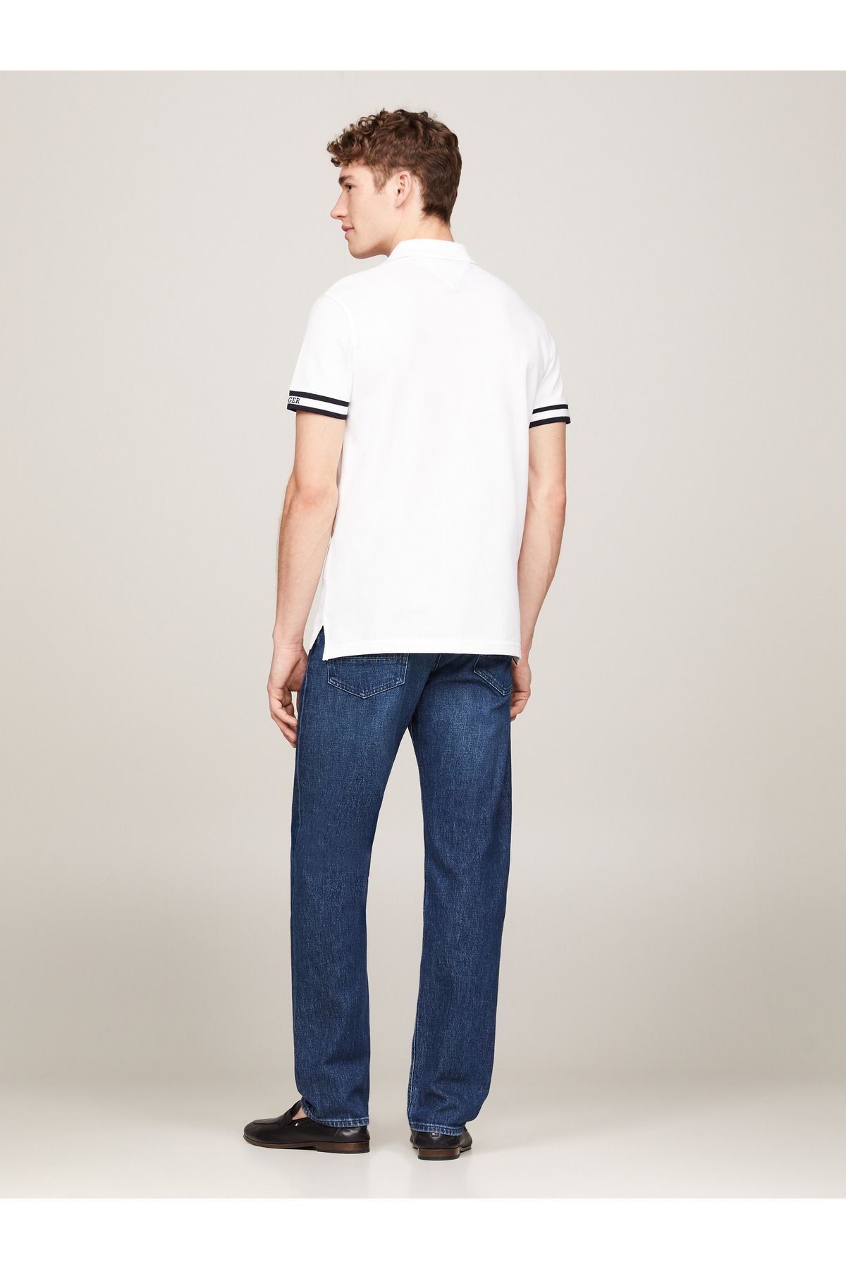 تی شرت یقه پولو سفید مردانه یکنواختی یکنواخت slim fit چوگان Tommy Hilfiger