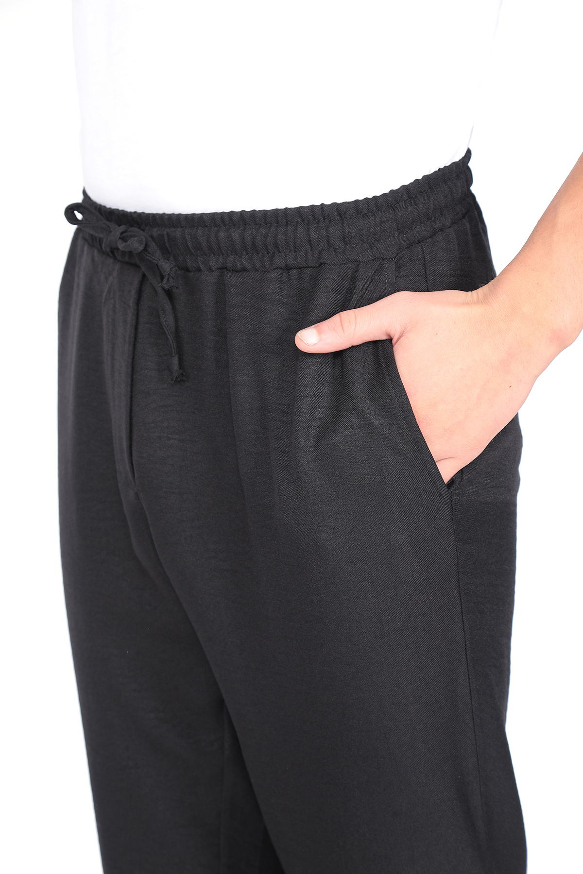 Elasticated Men's High Waist Thin Summer Waist Lace-up Loose Casual Cotton Slouchy Summer Pants