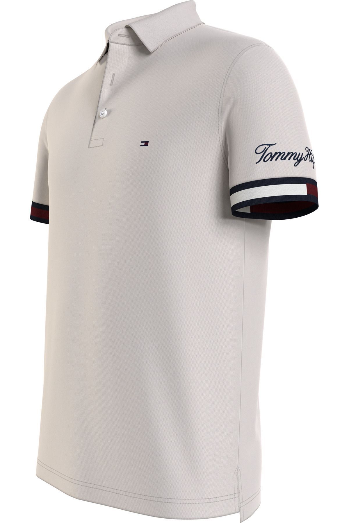 تی شرت یقه پولو سفید مردانه پرچم دکمه دار اورجینال Tommy Hilfiger