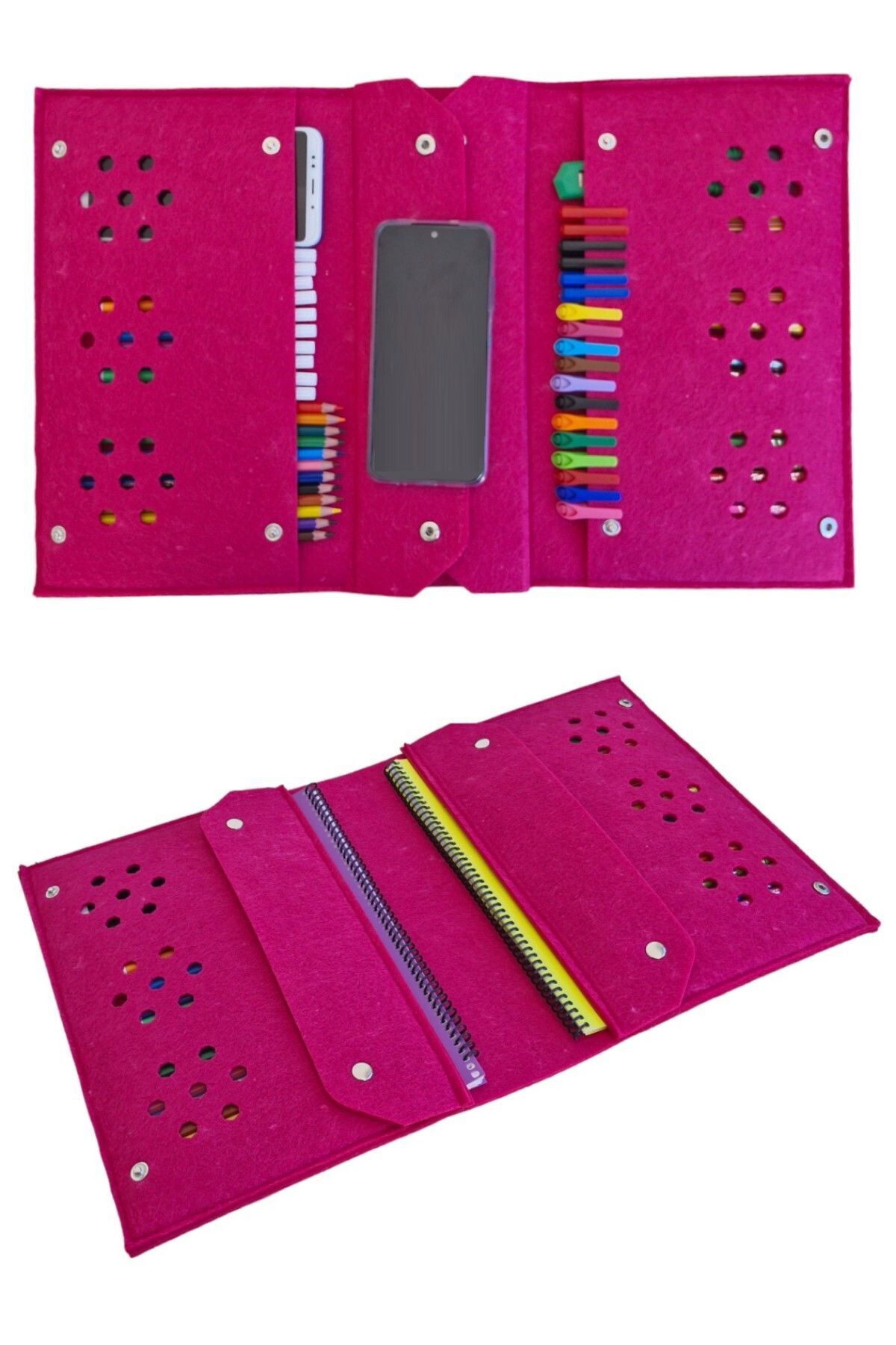 Next Craft-Practical Felt Pen Holder Bag for School - Multi-purpose Tablet Crayons and Notebook Book Organizer 1