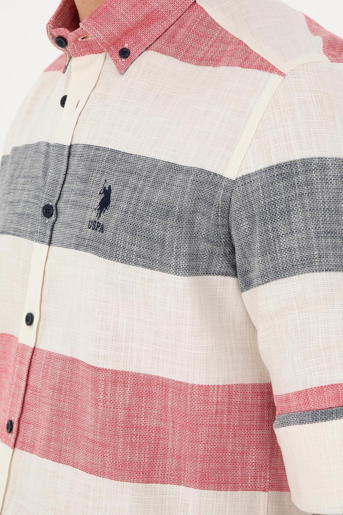 پیراهن مردانه آبی سرمه ای یو اس پولو | G081SZ004.000.1834771 اورجینال - تصویر 7