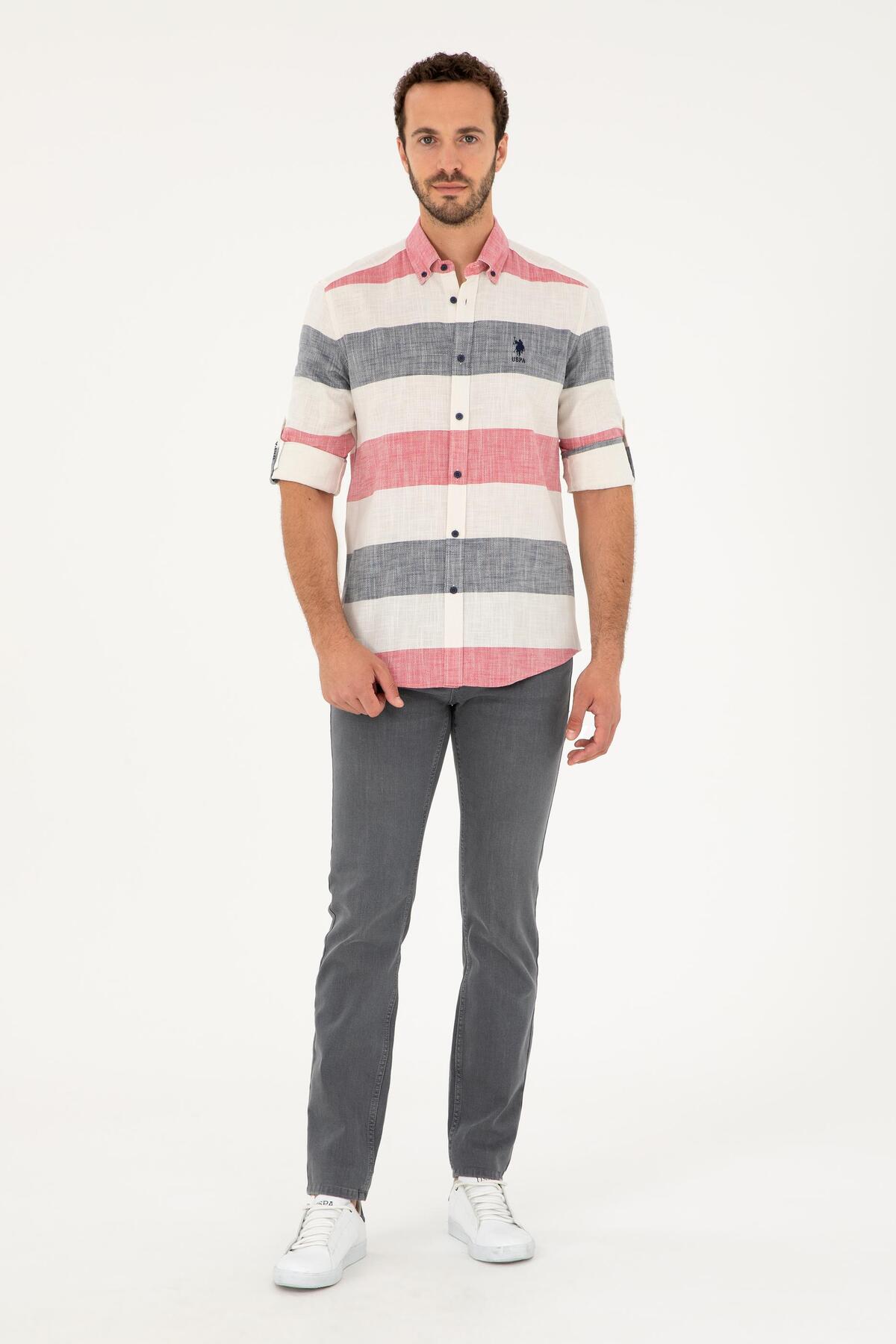 پیراهن مردانه آبی سرمه ای یو اس پولو | G081SZ004.000.1834771 اورجینال - تصویر 4