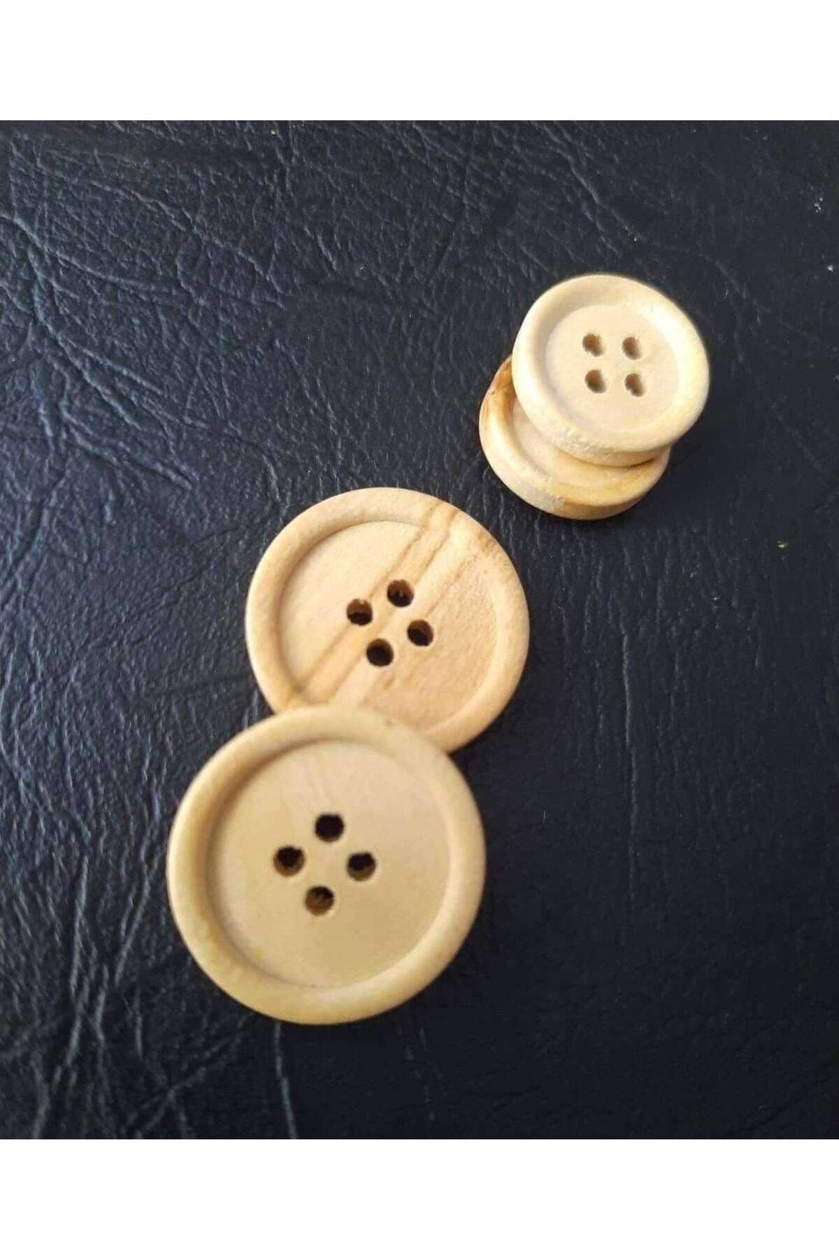İMREN AKSESUAR Doğal Ahsap Tahta Düğme 2 Cm 1 Paket 5 Adet