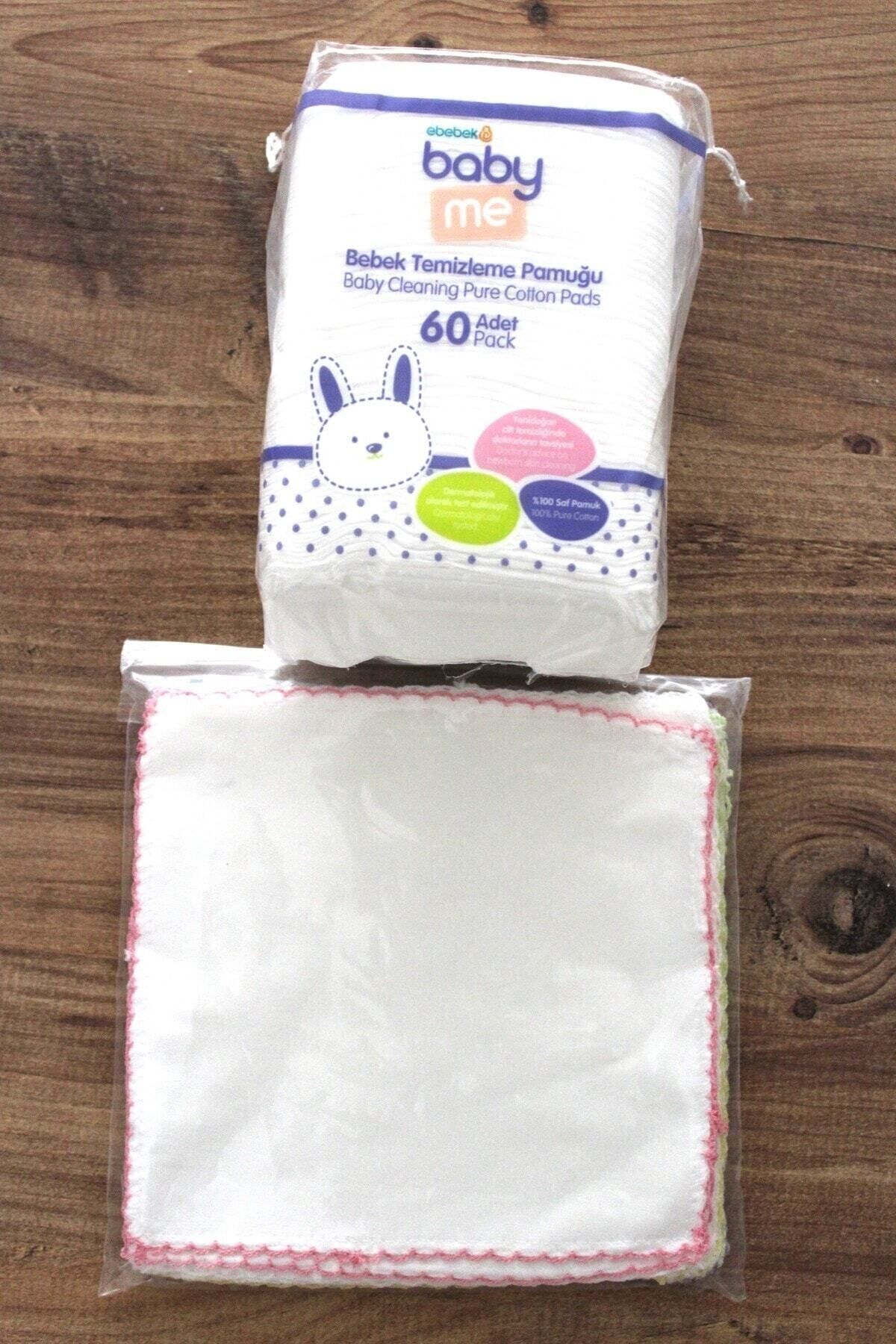 Baby&Me 60 Adet Temizleme Pamuğu 10 Adet Yeni Doğan Ağız Temizleme Organik Mendili