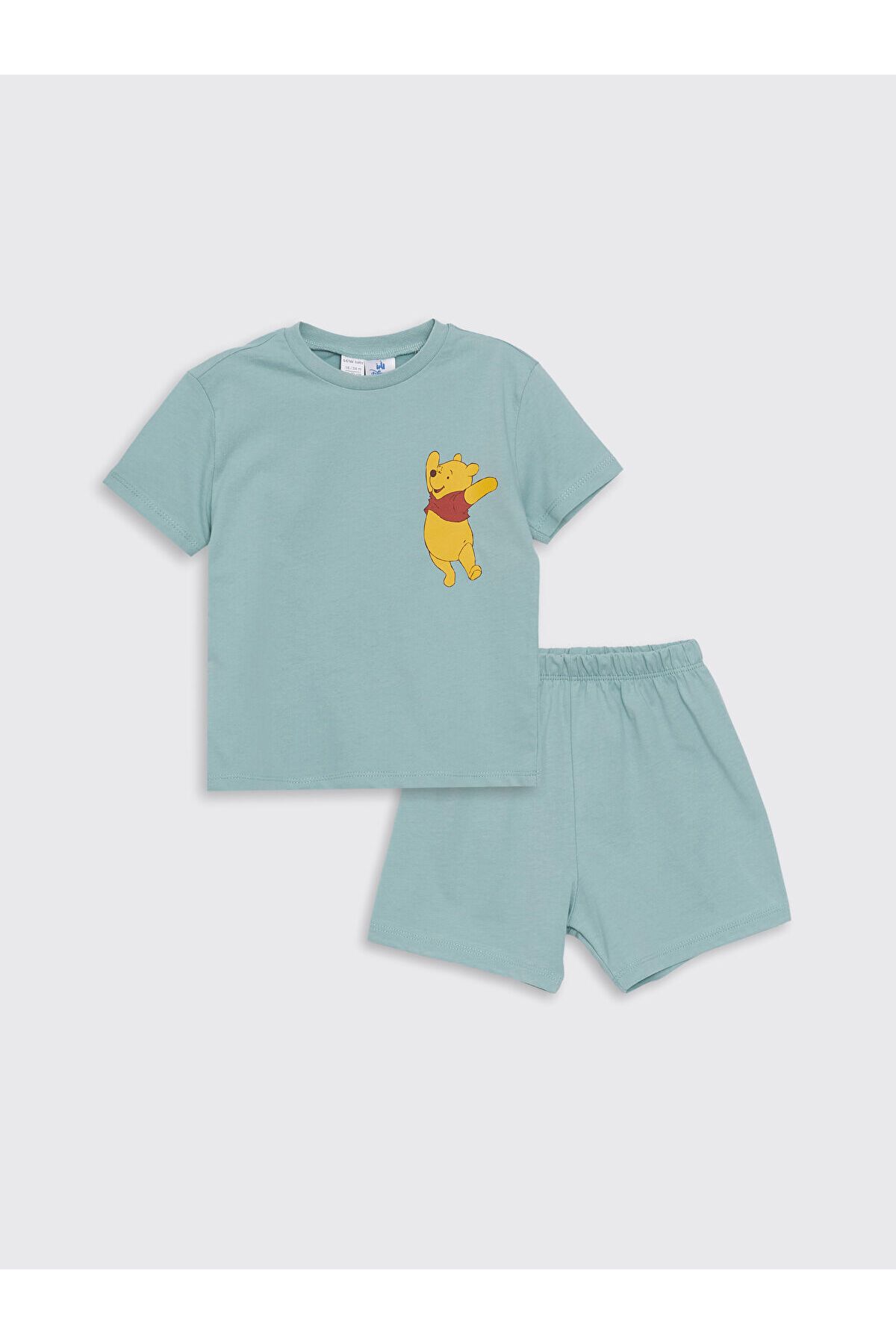 LC Waikiki Lcw Piżama Dla Chłopca Z Krótkimi Spodenkami - Okrągły Dekolt, Krótki Rękaw, Nadruk Kubusia Puchatka Mężczyzna - 3–6 months