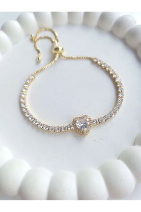 Vola Collection Çelik Gold Asansörlü Kalpli Kadın Bileklik Sevgililer Günü He...