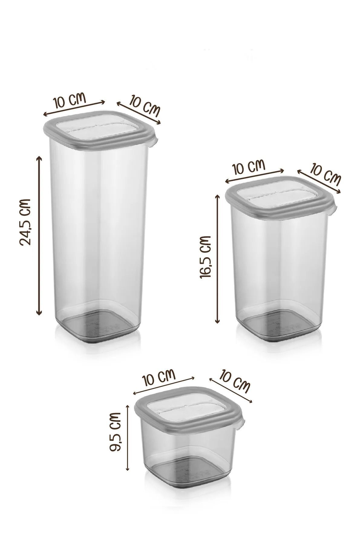 NESS HOME-15-Piece Square Labeled Square Food Storage Container Set x5 (550ml-1200ml-1750ml) Jar with Hard Lid 2
