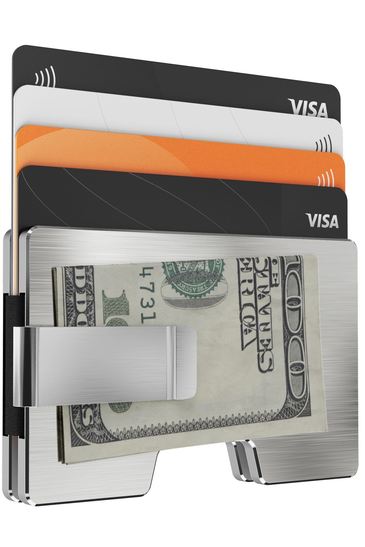 Louise Motto-Cardx - Detroit - New Generation Metal Wallet & Card Holder - Rfid, Removable Clip (SILVER) 7