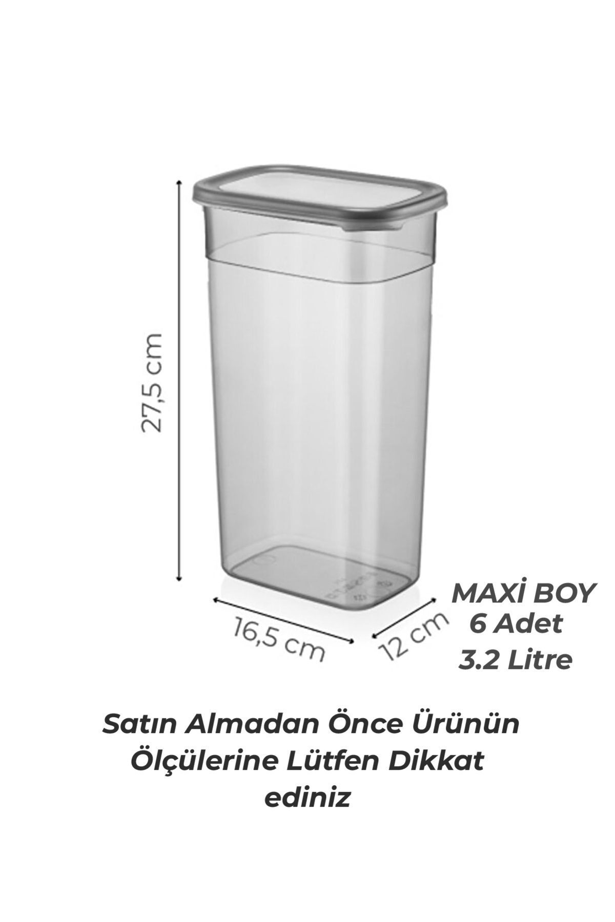 NESS HOME-3200 ml Capacity 6-Piece Food Storage Set - Square Jar with Hard Lid and Label 2